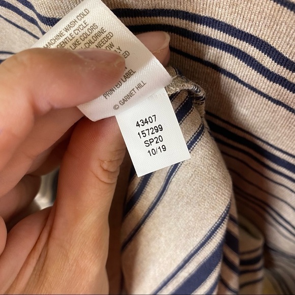 Garnet Hill Gray Striped Organic Cotton Bateau Neck Knee Length Dress - Picture 6 of 7
